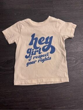 Hey Girl Graphic Tee - Cream with Blue Feminist Tee Womens Rights 2T